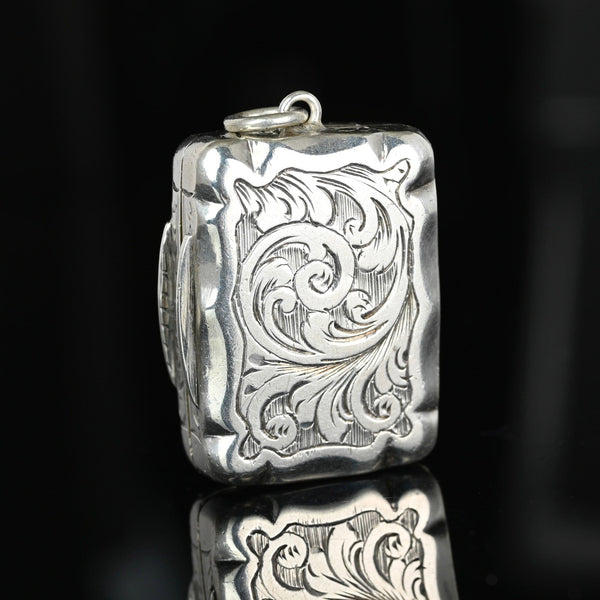 Antique Victorian Silver Vinaigrette Locket Pendant 1856 - Boylerpf