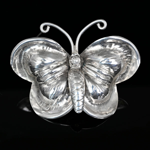Antique Sterling Silver Butterfly Brooch Victorian Pin