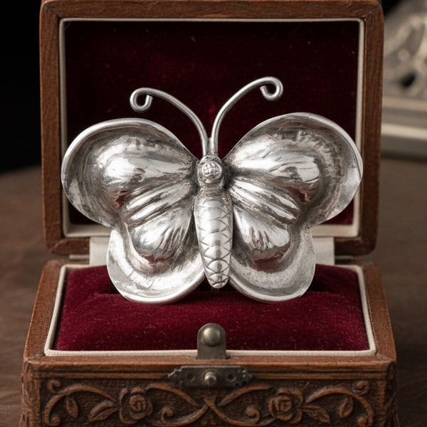 Antique Sterling Silver Butterfly Brooch Victorian Pin