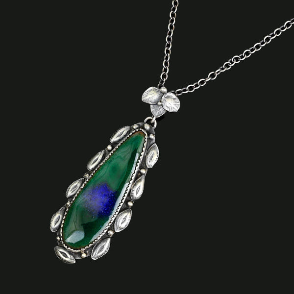 Arts & Crafts Peacock Enamel Pendant Necklace