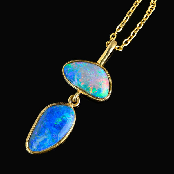 Vintage Natural Boulder Opal Pendant Necklace - Boylerpf