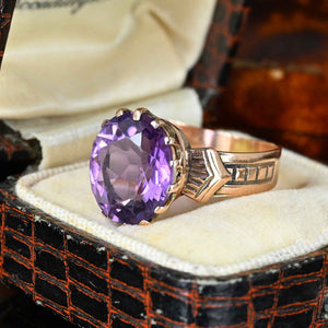 Antique Edwardian 14K Gold Amethyst Ring - Boylerpf