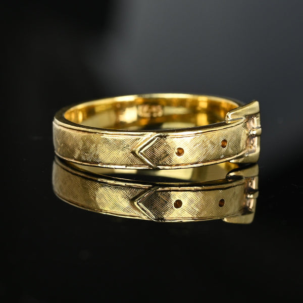 1940s Retro 14K Gold Buckle Wedding Band Ring - Boylerpf