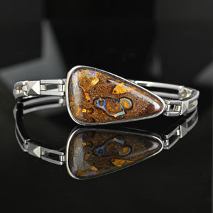 Vintage Silver Free Form Natural Boulder Opal Bracelet - Boylerpf