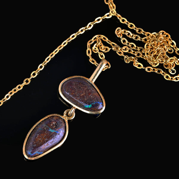 Vintage Natural Boulder Opal Pendant Necklace - Boylerpf