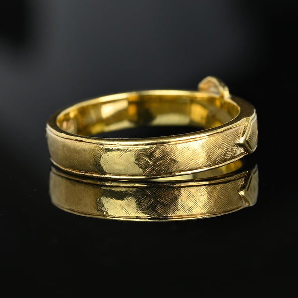 1940s Retro 14K Gold Buckle Wedding Band Ring - Boylerpf