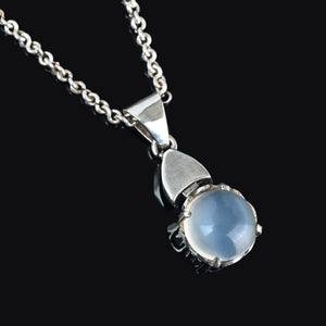 Silver Filigree Cabochon Moonstone Pendant Necklace - Boylerpf