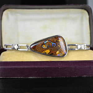 Vintage Silver Free Form Natural Boulder Opal Bracelet - Boylerpf