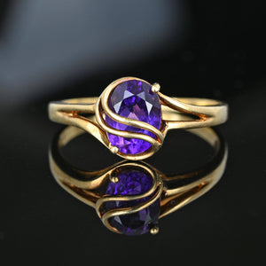 Vintage 10K Gold Bypass Amethyst Ring, Sz 9 - Boylerpf