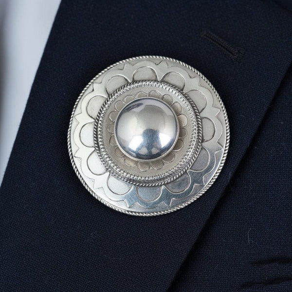 Antique Victorian Sterling Silver Target Locket Brooch