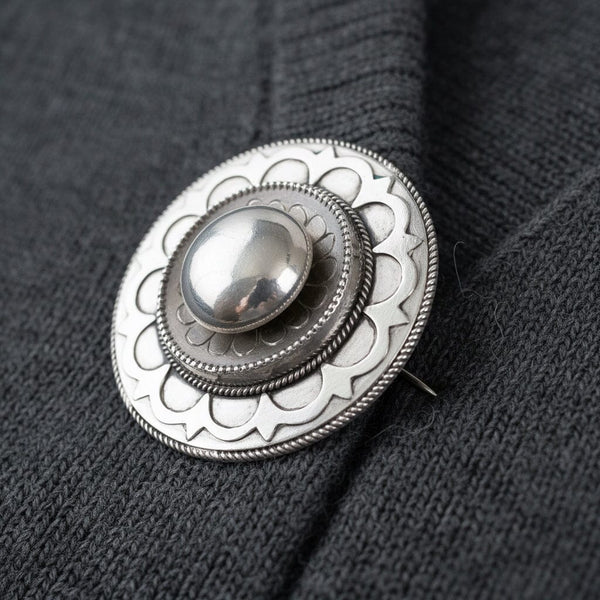 Antique Victorian Sterling Silver Target Locket Brooch