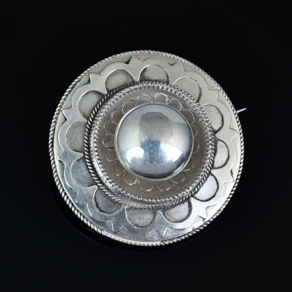Antique Victorian Sterling Silver Target Locket Brooch