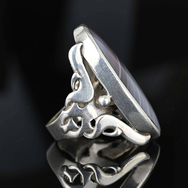 Arts & Crafts Scottish Montrose Agate Ring in Silver - Boylerpf
