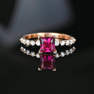 14K Rose Gold Diamond Tourmaline Rubellite Diamond Ring - Boylerpf