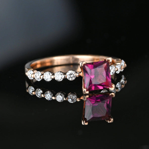 14K Rose Gold Diamond Tourmaline Rubellite Diamond Ring - Boylerpf