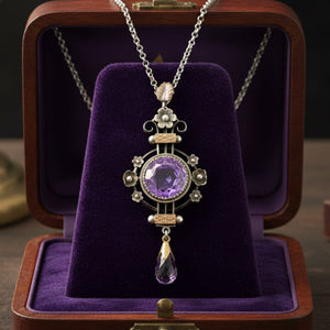 Antique Edwardian Amethyst Pendant Necklace 4.75 Carat - Boylerpf