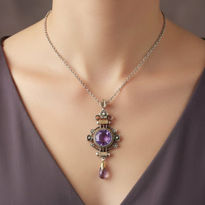 Antique Edwardian Amethyst Pendant Necklace 4.75 Carat - Boylerpf