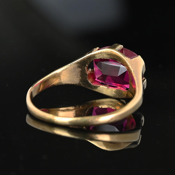 Vintage Art Deco Fancy Cut Ruby Signet Ring in Gold - Boylerpf