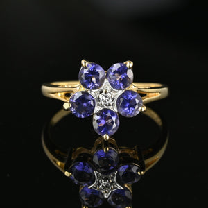 Vintage Gold Tanzanite Cluster Diamond Star Ring - Boylerpf