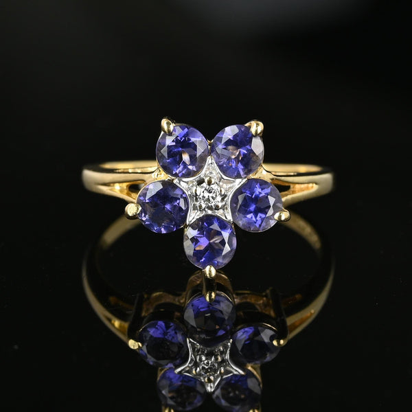 Vintage Gold Tanzanite Cluster Diamond Star Ring - Boylerpf