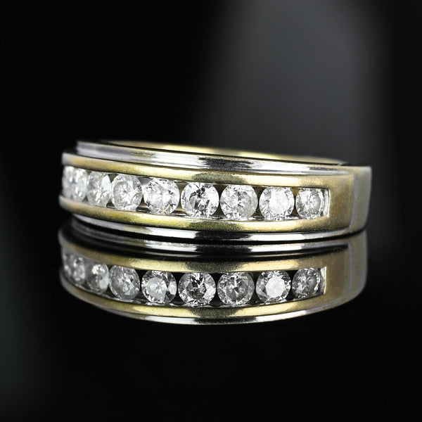 Half Hoop Two Tone 14K Gold Diamond Ring Band - Boylerpf