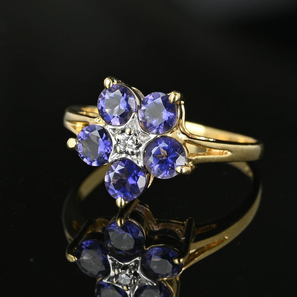 Vintage Gold Tanzanite Cluster Diamond Star Ring - Boylerpf