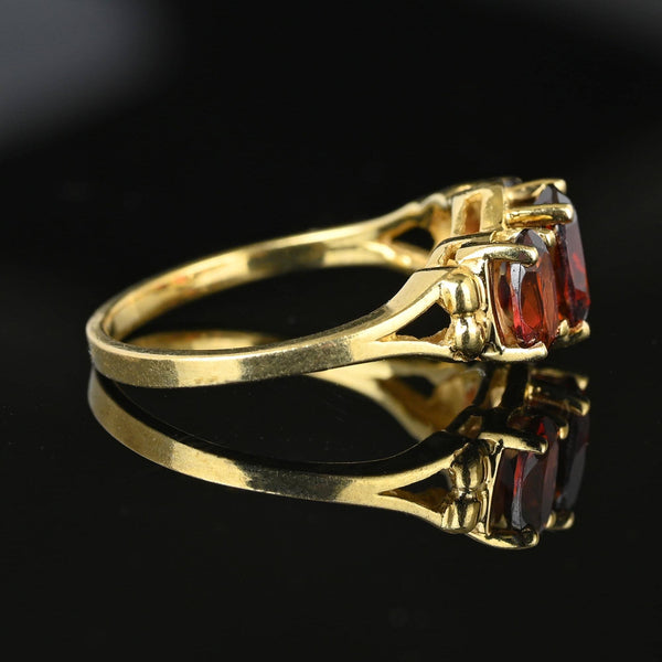 Vintage Gold Trilogy Three Stone Garnet Ring - Boylerpf