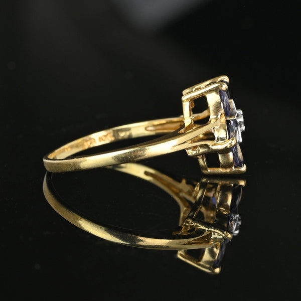 Vintage Gold Tanzanite Cluster Diamond Star Ring - Boylerpf