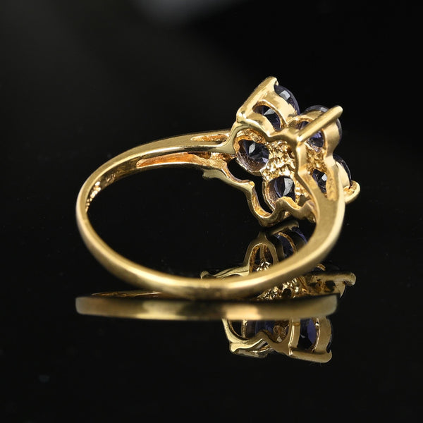 Vintage Gold Tanzanite Cluster Diamond Star Ring - Boylerpf