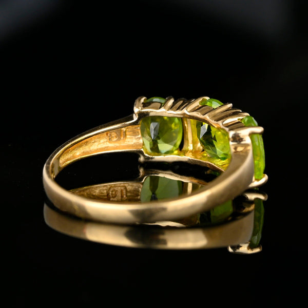 Vintage 14K Gold Three Stone Peridot Ring Band - Boylerpf