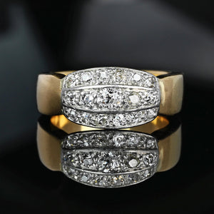 Art Deco Platinum 14K Gold Mine Cut Diamond Ring Band, Unisex - Boylerpf