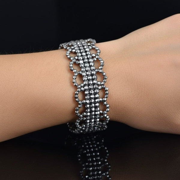 Antique Scallop Edge Cut Steel Bangle Bracelet, Circa Mid 1800s