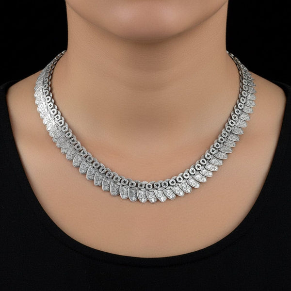 Antique Victorian Silver Star Fringe Collar Necklace