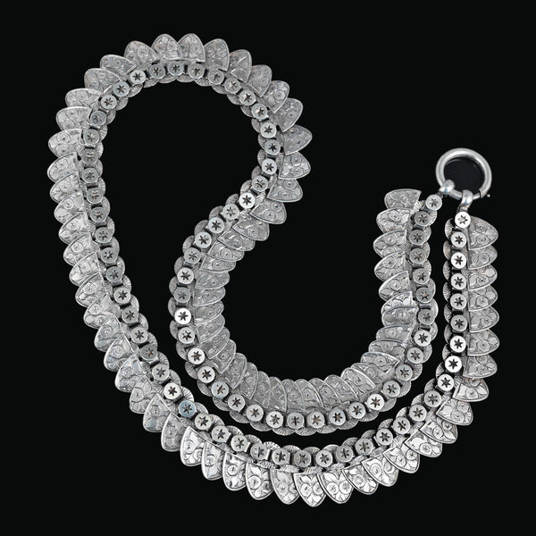 Antique Victorian Silver Star Fringe Collar Necklace