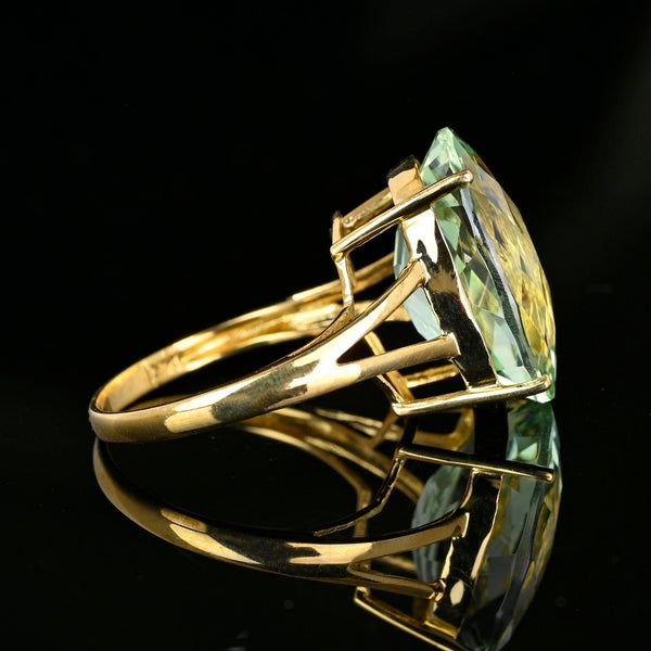 Fine 14K Gold Vintage 10 CTW Green Prasiolite Ring - Boylerpf