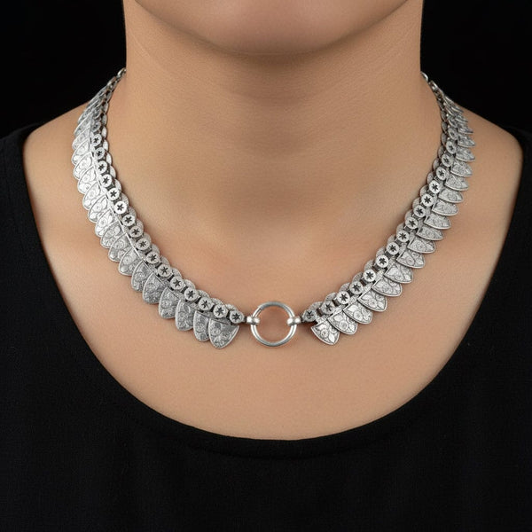 Antique Victorian Silver Star Fringe Collar Necklace