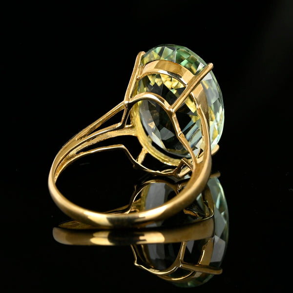 Fine 14K Gold Vintage 10 CTW Green Prasiolite Ring - Boylerpf