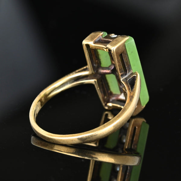 Vintage Gold Pearl Green Jade Art Deco Ring - Boylerpf