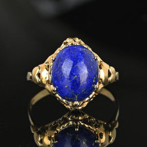 Vintage Gold Heart and Bow Lapis Lazuli Ring - Boylerpf