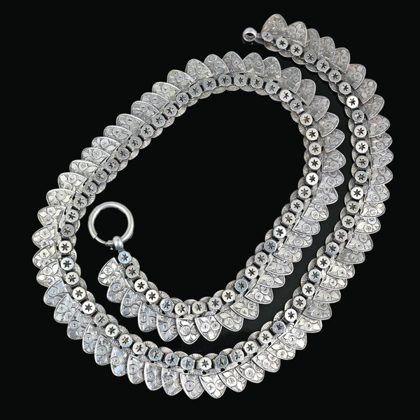 Antique Victorian Silver Star Fringe Collar Necklace