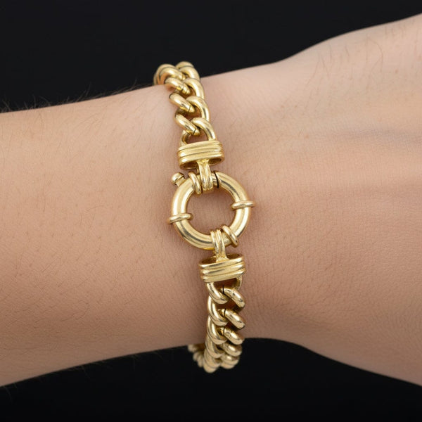Vintage 9K Gold Curb Link Bracelet, 24g 8.25 Inch Chain - Boylerpf