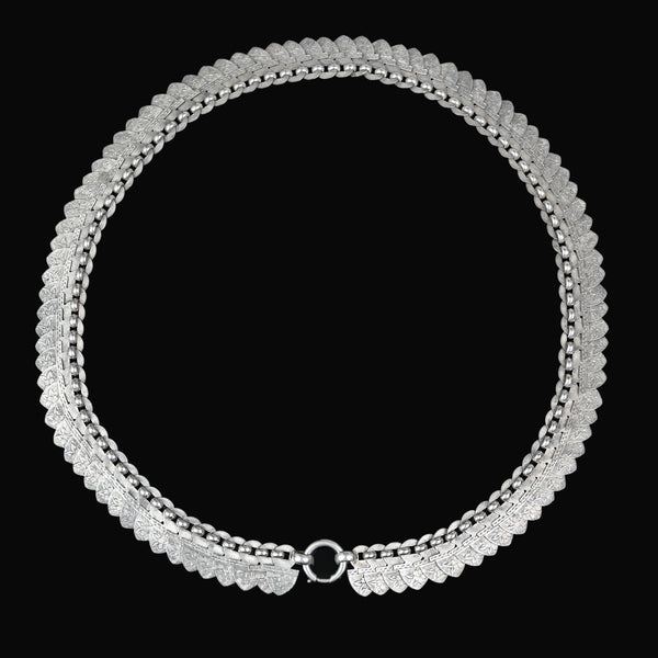 Antique Victorian Sterling Silver Book Chain Collar Necklace