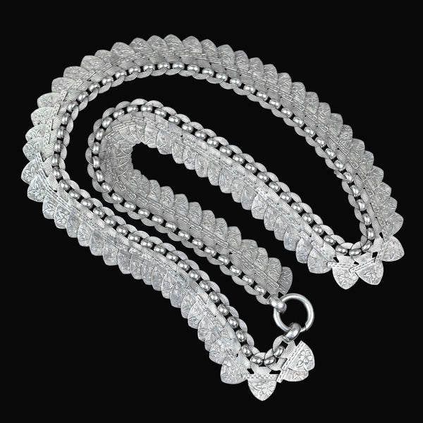 Antique Victorian Sterling Silver Book Chain Collar Necklace