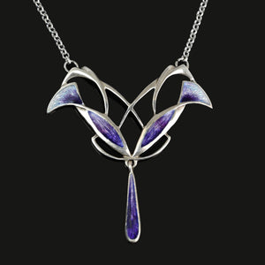 Pat Cheney Art Nouveau Style Enamel Pendant Necklace - Boylerpf
