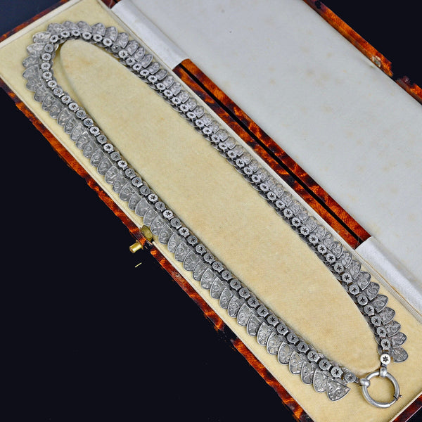 Antique Victorian Silver Star Fringe Collar Necklace