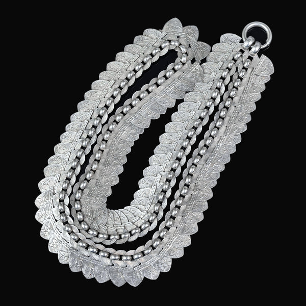 Antique Victorian Sterling Silver Book Chain Collar Necklace