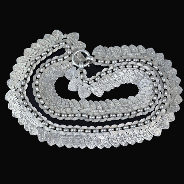 Antique Victorian Sterling Silver Book Chain Collar Necklace
