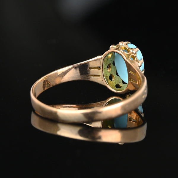 Antique 10K Gold Natural Blue Turquoise Cabochon Ring - Boylerpf