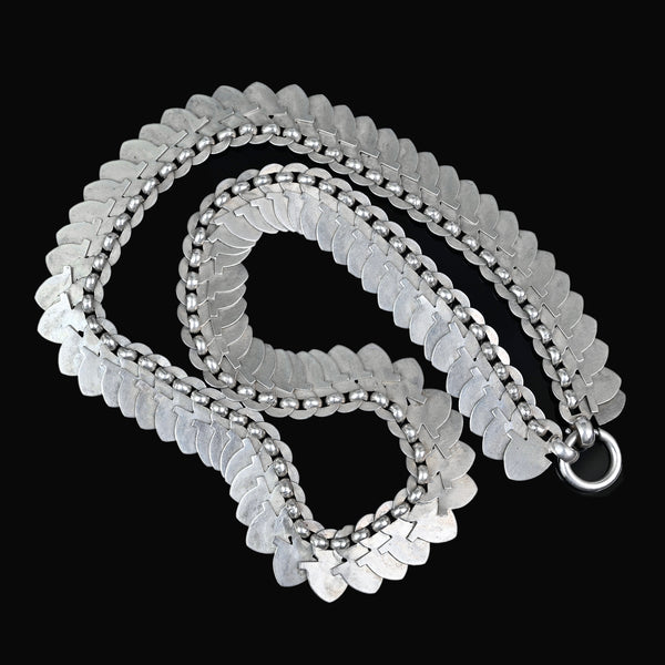 Antique Victorian Sterling Silver Book Chain Collar Necklace