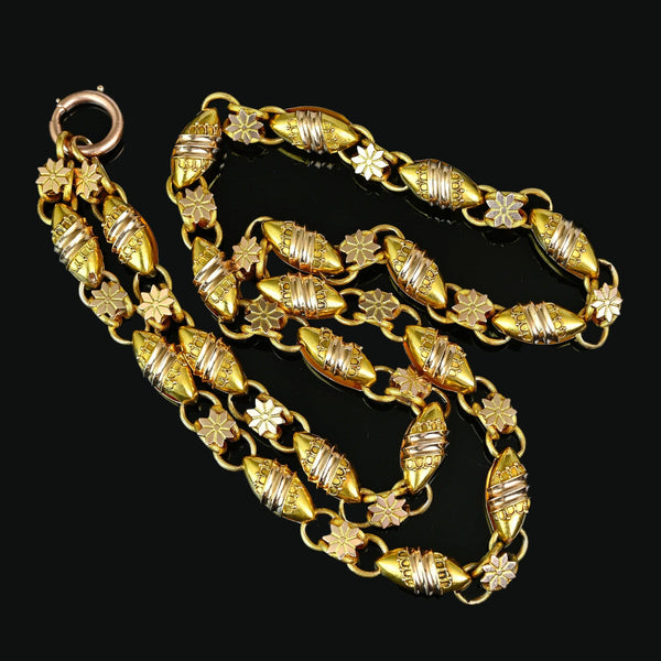 Antique Victorian 14K Gold Book Chain Necklace 22 Inch